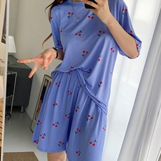복숭아 찰랑 여름 반팔 시원한 소재 빅사이즈 여성 홈웨어 잠옷세트