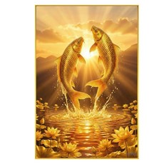 미호코리아 돈 행운 복 들어오는 액자 개업선물 집들이 돼지 부엉이 해바라기 잉어 금전수, 07.황금잉어(세로)