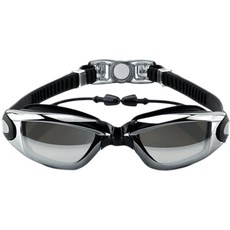 귀마개일체형 클리어뷰 와이드HD 미러 수경, 1개, 실버블랙