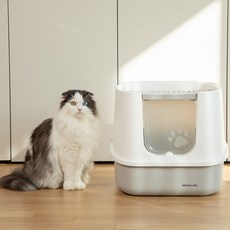 소유 사막화방지 대형 고양이 화장실 후드형 변기 새끼고양이 배변통 모래삽, 고양이 화장실 그레이, 1개