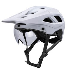 [RCM] 듀얼모드 자전거 고글헬멧 (고글 & 썬바이저 동시부착형) - MTB 로드 겸용헬멧, 무광화이트 L사이즈, 1개