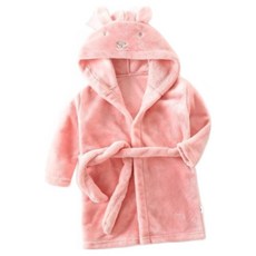 動物造型兒童連帽浴巾, 粉色, 1件