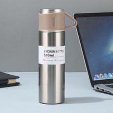 다일리아 보온 보냉 스텐 텀블러 우주인 공룡 텀꾸 스티커 포함 텀블러 세트, 1개, 500ml, 실버