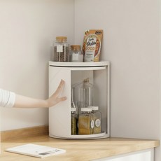 오틀리 깔끔히 숨겨지는 주방 히든 코너 슬라이딩 양념통 선반, 1개, 화이트