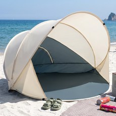 ELSECHO 자동 팝업 해변 텐트 1-4인용 UV차단 간편 설치 휴대용 썬쉐이드, 2-4인용, 베이지색