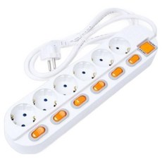 고용량 과부하차단 6구 멀티탭 4000w 냉장고 에어컨 개별스위치 멀티콘센트, 1개, 화이트, 3m