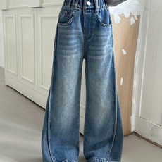 갓피치 봄 가을 주니어옆줄와이드청바지 주니어통청바지 초등학생청바지