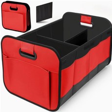 다용도 폴딩형 접이식 자동차 트렁크 정리 수납함 세차가방 60X37X31cm, 레드