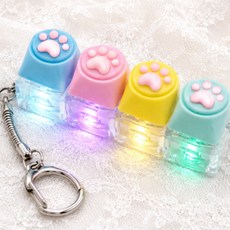 키캡하우스 LED 고양이 발바닥 키보드 키캡 열쇠고리, 무지개, 1개 무지개, 1개