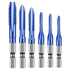 tinduo 나노 블루 코팅 탭핑비트 드릴탭 나사선 드릴탭 육각 나사탭 6종 세트, 1세트