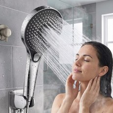 멜틱 파워수압 샤워기 헤드본품 + 거치대 + 1.5M 호스 세트, 1개, 실버
