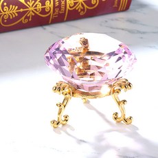 행운공방 풍수지리 크리스탈 수정 다이아몬드 장식 소품 오브제 금장받침 고급 융 증정, 8cm수정다이아몬드+금장받침+고급융