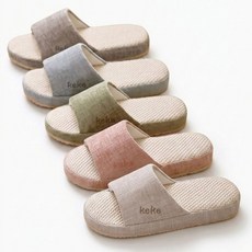 이몰리스 남녀공용 층간소음 방지 실내화 폭신한 린넨 거실화 슬리퍼, 1개, 잔디그린