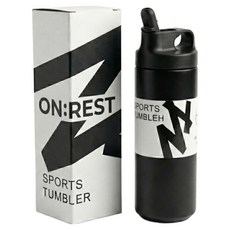 온레스트 스포츠 텀블러 보온 보냉 스텐 빨대 헬스장 운동용 차량용 밀폐, 1개, 550ml, 블랙