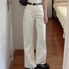 투니스 여성 하이웨이스트 루즈핏 스트레이트 데님 긴바지