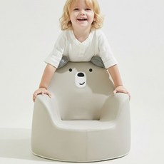 미미모지 유아 아기 1인용 베어 소프트 쿠션 푹신 쇼파, 그레이