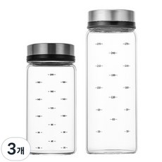 키치넬리 유리 밀폐 소금통 조미료통 양념통, 300 ML, 3개