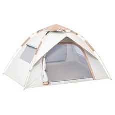 휴대용 캠핑 텐트 아웃도어 원터치 방수 텐트 투 도어 투 윈도우 오토 자동텐트, 3-4인용 (210*200*145cm), 베이지색