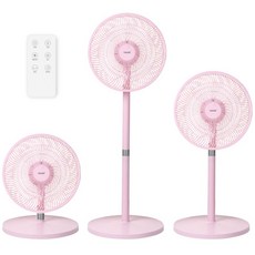 한경희 선풍기 14형 7엽 전자식 리모콘 3단 높이조절 풍향조절, 핑크