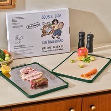 오터스마켓 [소음 칼자국 없는] 304스텐 양면 도마, 1개, 스텐+스벅그린
