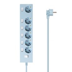 파워존 웨이브 멀티탭 개별 절전 스위치 과부하차단 6구 멀티콘센트 전기코드 50cm 1.5m 3m 5m 7m, 개별 6구 파스텔블루, 1개