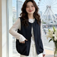 [단품] [1+1] 옵션선택 여성조끼 여름조끼 라운드넥 집업 포켓 루즈핏 베이직 베스트 LJH050916 24 48