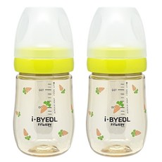 iBYEOL Friends 韓國製造 嬰兒胡蘿蔔 PPSU 奶瓶 180ml 雙入組, 不含奶嘴, 綠色, 2個