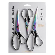 키치넬라 티타늄 다목적 가위 3개 1세트, 블랙