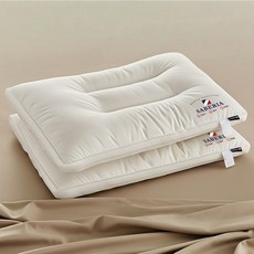 사베리아 5성급 호텔용 60수 순면 낮은베개 높이 6cm 충전재 마이크로화이버 솜, 화이트, 2개