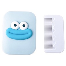 일호장신구 휴대용 플립 눈 입 거울 빗 귀여운 포인트 미니 미러 헤어 뷰티 소품, 1개, 스카이