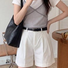 S~XL사이즈 여성 핀턱 하프 팬츠 빅사이즈 면 반바지 5부팬츠