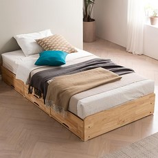 로빈스 고무나무 원목 무헤드 서랍형침대 SS, 침대프레임_매트제외