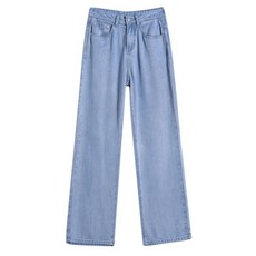 SELEAD 텐셀 청바지 소프트 얇은 냉장고바지여성 여름청바지 연청바지 아이스원단 와이드 일자 팬츠