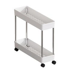 스토리원 U-SSAC102-L2 이동식 틈새 수납 선반 다용도 수납장 트롤리, 화이트, 2단