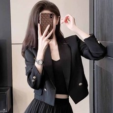 봄 가을 여성 정장 자켓 여성 고급스러운 캐주얼 패드 어깨 미니 정장 재킷 세련된 스타일 LT