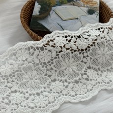 원단스토리 레이스 부자재 뜨개레이스 자수 리본 소매 밑단 포인트 장식, 순백색, 1개