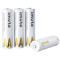 IMUTO 1.5V 리튬 배터리 충전지 건전지 AA 3600mWh, 1세트, 4개입