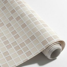 제이에스맘 붙이는 벽지 방수 바둑 타일 시트지 데코 폼플럭 시트 61X300cm, 웜 베이지