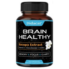 누트로픽 뇌 지원 보충제 - 주의력 기억력 집중력 학습 정확성 및 추론 능력을 지원하는 17-in-1 + Huperzine A + 콜린수산염 비타민 B6 비타민 B12, 1박스, 60정