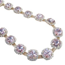 비즈라이프 줄큐빅 줄보석 네일체인 줄난 모양체인 15mm원형 45cm, 핑크 금도금, 1개