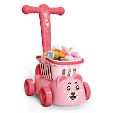 소이토이 귀여운 곰돌이 소이카트 푸드세트 쇼핑 카트 역할놀이 바구니 장난감 45cm, 1개