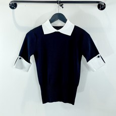 카라배색 포인트소매 반팔여름니트티 슬림핏 골프티 시원한