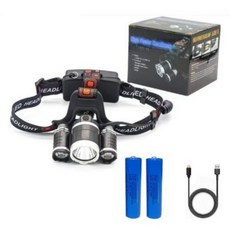 플럭시 괴물밝기 눈뽕주의 초고광량 C타입 충전식 KC인증배터리 헤드랜턴 3000루멘, 1개, 블랙실버_배터리2개