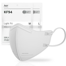 아에르 스탠다드 라이트핏 보건용 마스크 대형 KF94, 1개입, 100개, 밀레니엄 화이트
