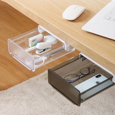 단비밸리 공간활용 부착식 심플라인 책상 밑 서랍 붙이는 수납함 1+1, 1단, 화이트 1+1