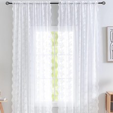 모던 심플 자수 레이스 커튼 2p