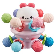 손 감각 발달 치발기 딸랑이 장난감 2in1, 블루, 1개