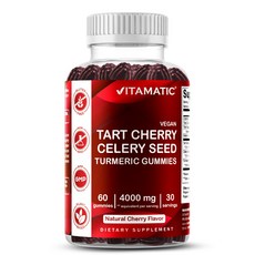 비타매틱 타트 체리 & 샐러리 씨드 구미 - 4000mg 상당 용량 (10:1 추출물 400mg) - 60구미, 2개, 60회분