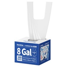 KeenEcho 흰색 미니 손잡이 쓰레기봉투 무향 HDPE 누수방지 찢어짐방지 주방 침실 욕실 화장실 사무실용, 160개, 30L