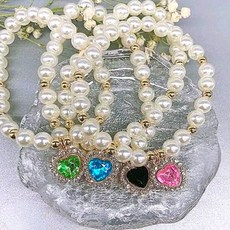 어셈블20 반려동물 주얼리팬던트 진주 목걸이, 1개, 그린